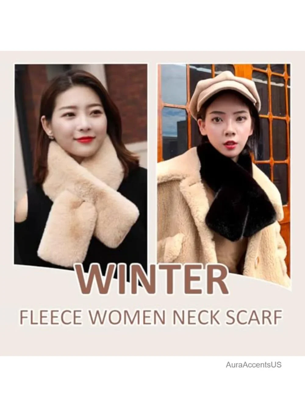 Faux Fur Scarf Winter Neck Warmer Women Fleece Wrap